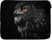 Laptophoes 17 inch - Uil - Vogel - Zwart - Portret - Laptop sleeve - Binnenmaat 42,5x30 cm - Zwarte achterkant