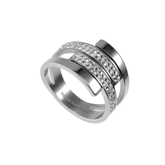 Bague Femme En Acier Inoxydable Doré Avec Strass - Bijou élégant Et Résistant - Marque M Les Bijoux