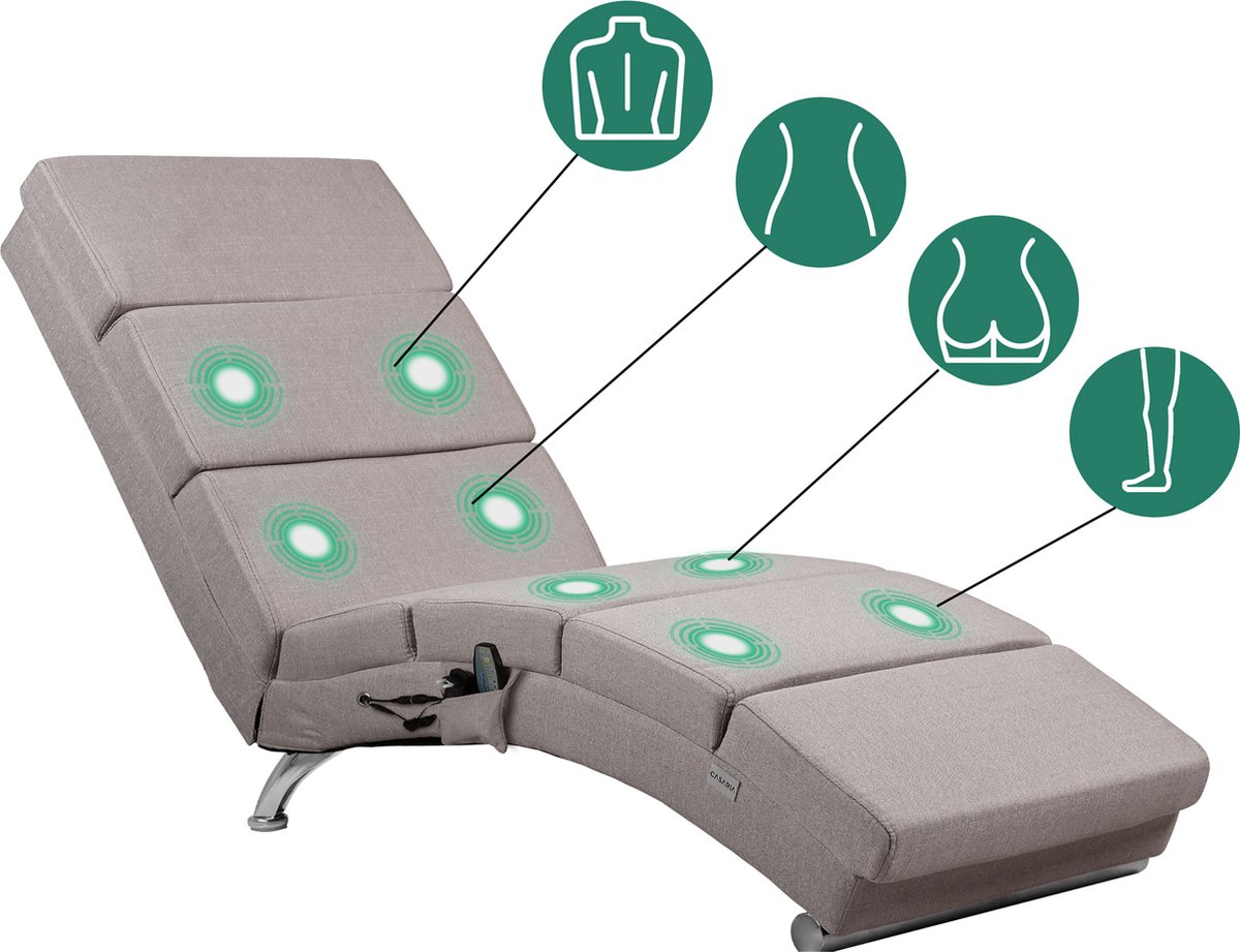Afbeelding 2 van Casaria Relaxfauteuil Massage en Verwarming Beige
