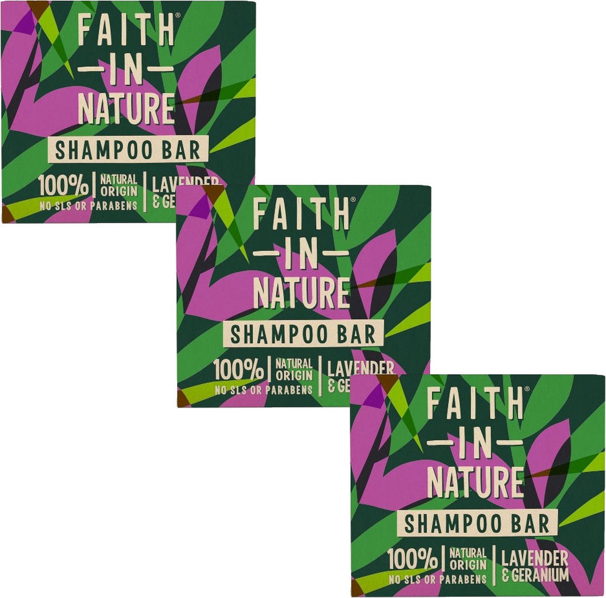 FAITH IN NATURE - Shampoo Bar Lavender & Geranium - 3 Pak