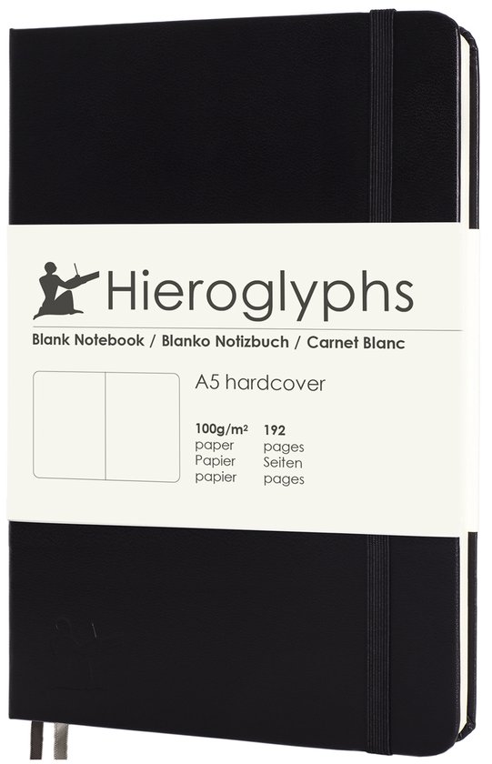 Hieroglyphs Notitieboek A5 Blanco - Hardcover - 192 Pagina’s - 100 Grams Papier - Elastiek - 2 Bladwijzers - Opbergvak - Schetsboek Notebook Journal