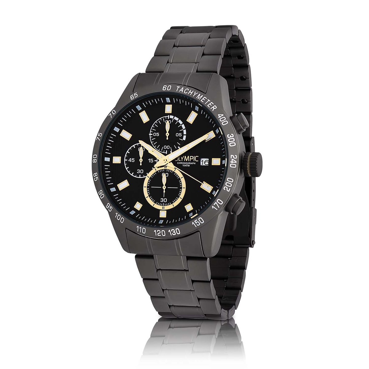 Olympic OL72HGG001 MAX Horloge - Gunmetal - Bracelet - Zwart