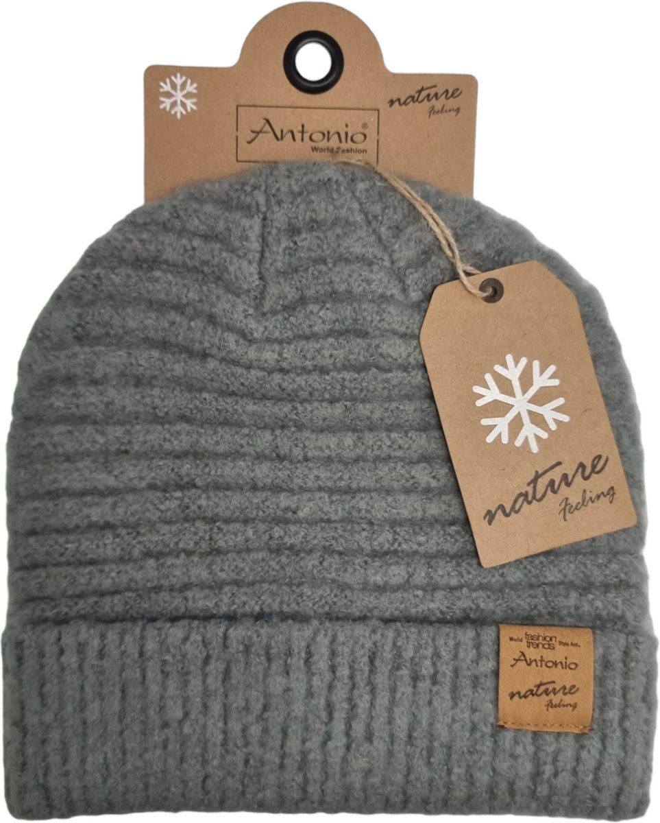 Antonio Muts Nature Feeling – Dames muts - Warme Winter Muts - Grijs