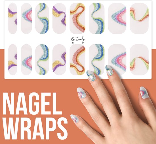 By Emily - Nagel wrap - The Magic Belongs to Color | 16 stickers | Nail wrap | Nail art | Trendy | Design | Nagellakvrij | Eenvoudig | Nagel wrap | Nagel stickers | Folie | Zelfklevend | Sjablonen