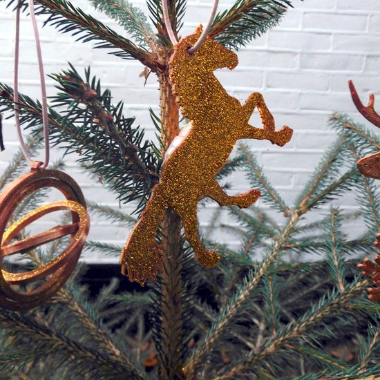 Hetty'S - Ensemble unique de cintres Suspensions pour sapin de Noël couleur bronze - Cheval - Cerf - Gyroscope - Boule avec fleurs - Boule avec sapin de Noël