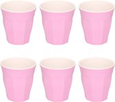 6x stuks onbreekbare kunststof/melamine roze drinkbeker 9 x 8.7 cm voor outdoor/camping/picknick/strand