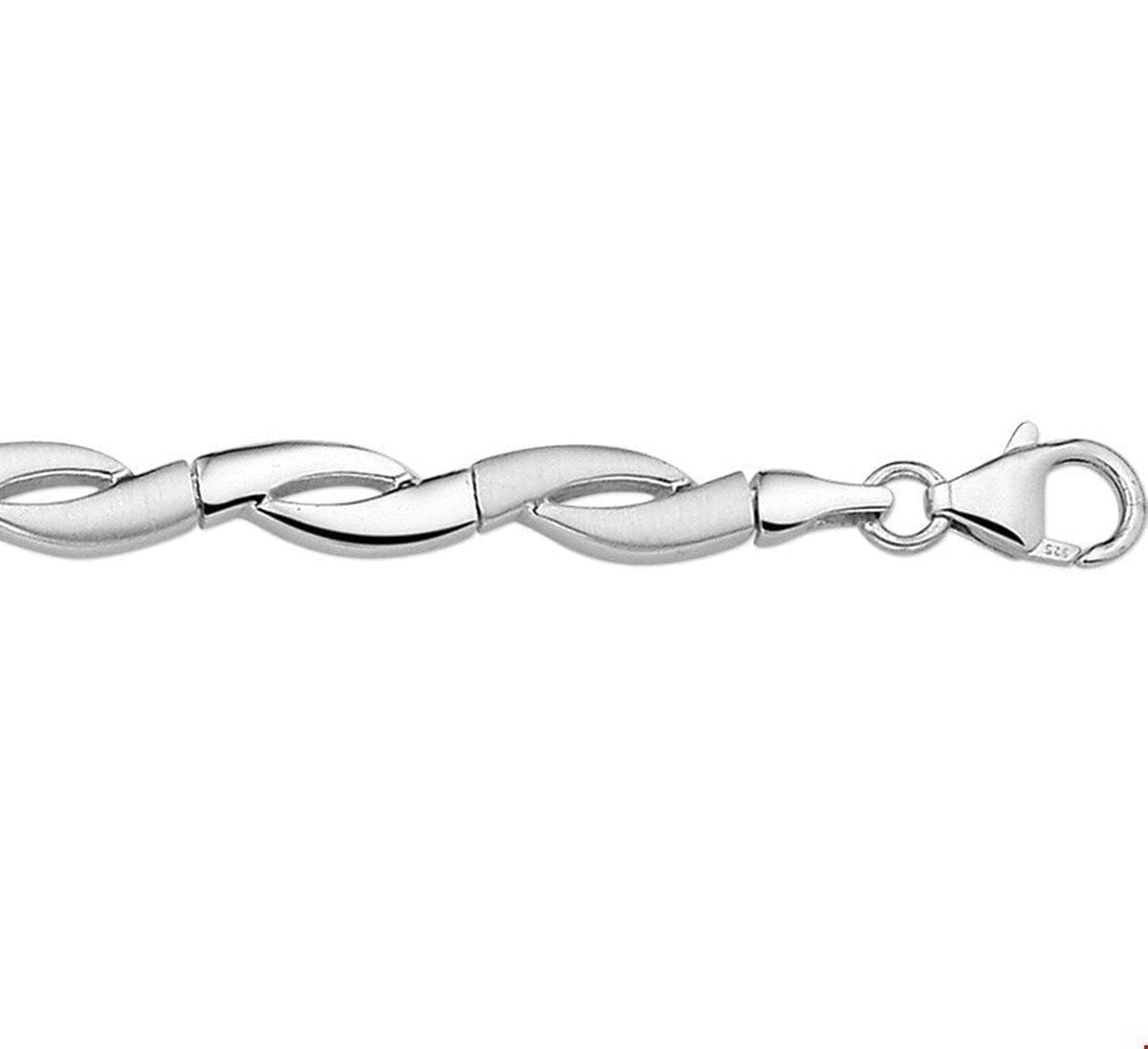 The Jewelry Collection Armband Poli/mat 6 mm 19 cm - Zilver