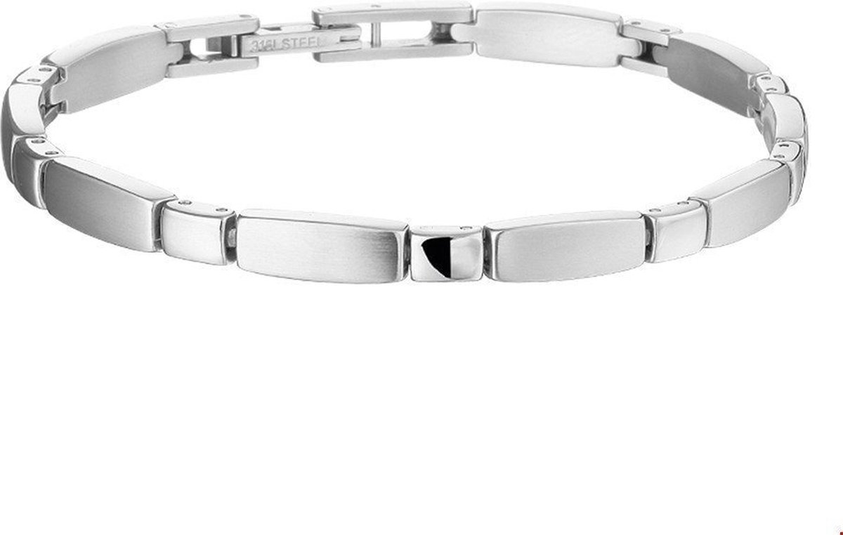 The Jewelry Collection Armband Poli/mat 5 mm 19 cm - Staal
