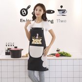 Keukenschort zwart met Reehoorntjes - met handenveger aan de zijkanten -PVC - 70cm * 69cm