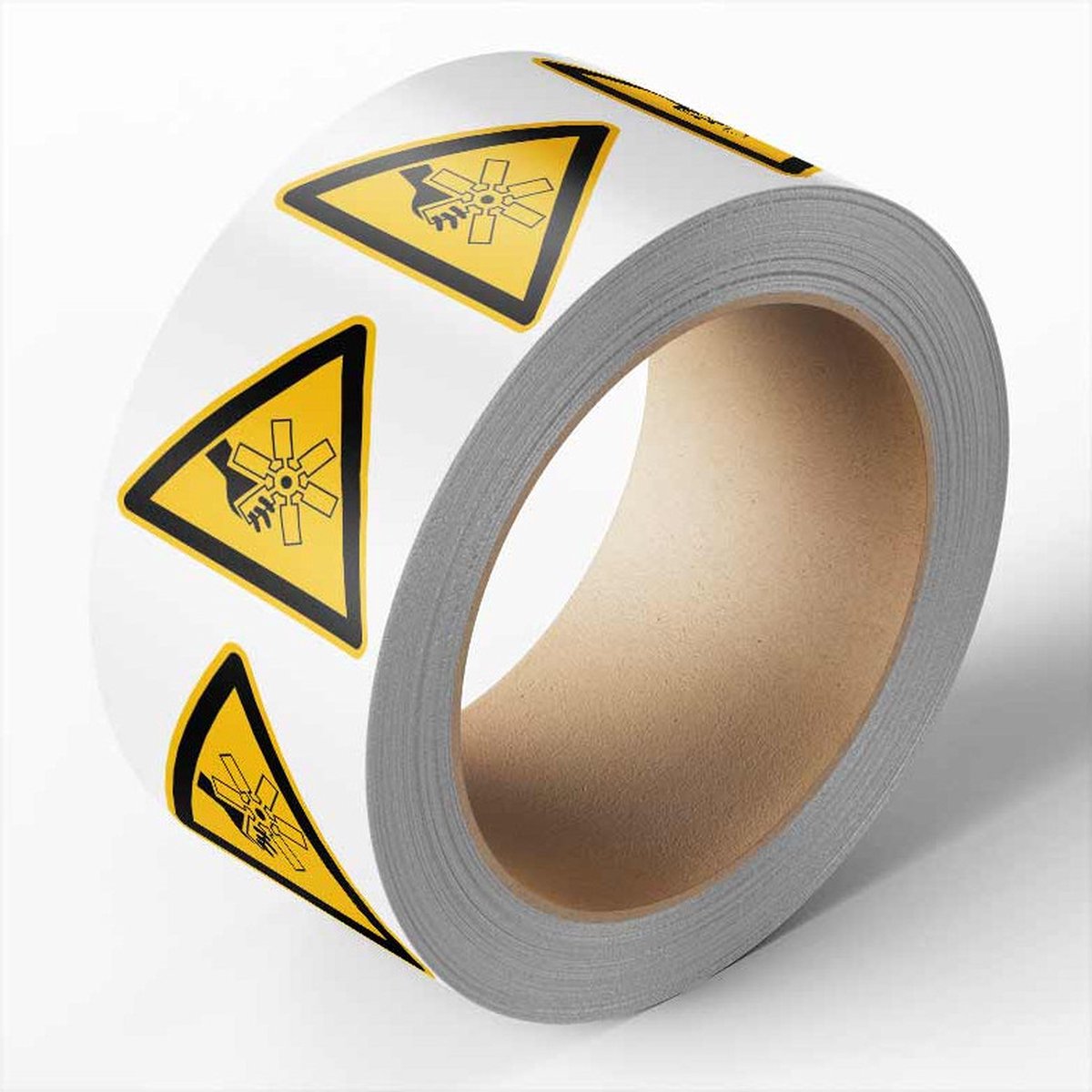 Gevaar draaiende delen sticker op rol, 25 meter 200 mm - 105 per rol | bol