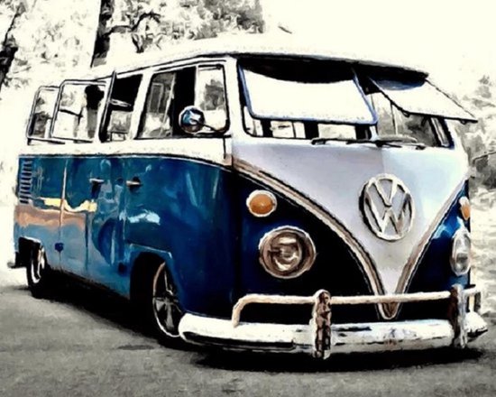 Diamond painting 40x50cm - vw bus - ronde steentjes