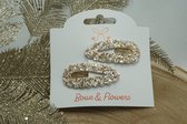 Klik klak glitter – Wit Zilver Goud – Set van 2 – Kerst - haarclip - Bows and Flowers