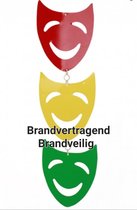 Hangdecoratie Maskers PVC  BRANDVEILIG, Brandvertragend,  Carnaval, Themafeest, Rood/ Geel/ Groen