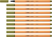 STABILO point 88 - Premium Fineliner - Fine 0,4 mm – Modder groen – Doos 10 stuks