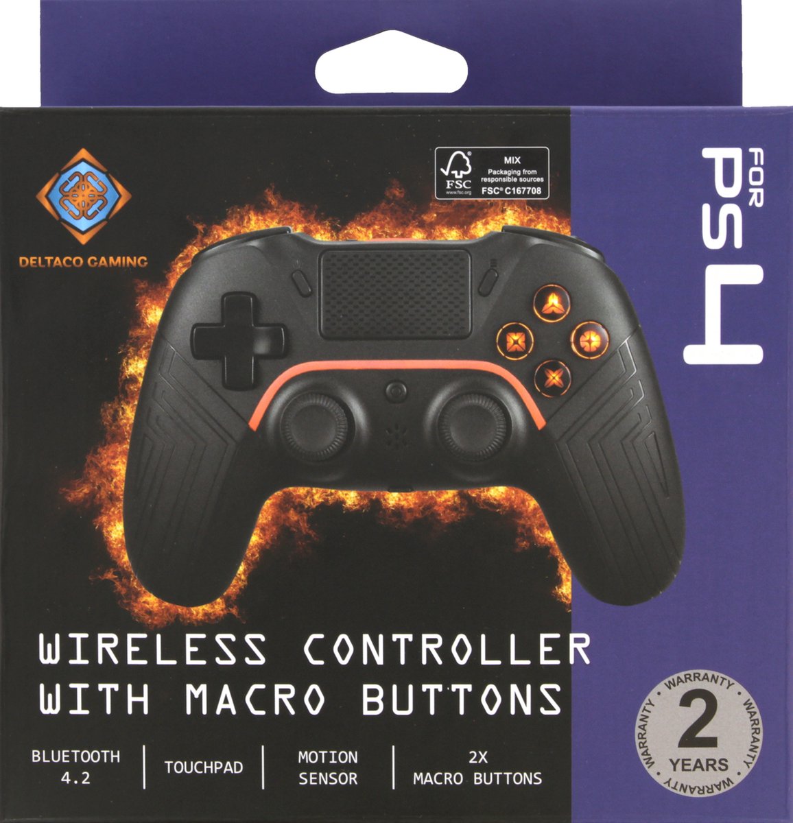 Deltaco Draadloze Controller Met 2 Macro Knoppen Zwart PS4