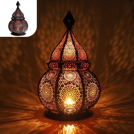 Gadgy Oosterse Lantaarn - Arabisch Windlicht - Waxinelichthouder - Theelichthouder - 36 cm - Metaal - Ramadan Decoratie - Eid Mubarak Versiering - Suikerfeest