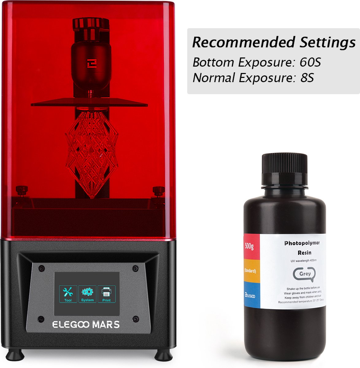 Elegoo Résine LCD Photopolymère Lavable à l'eau Noir - 500 g - Résine 3D  Elegoo sur