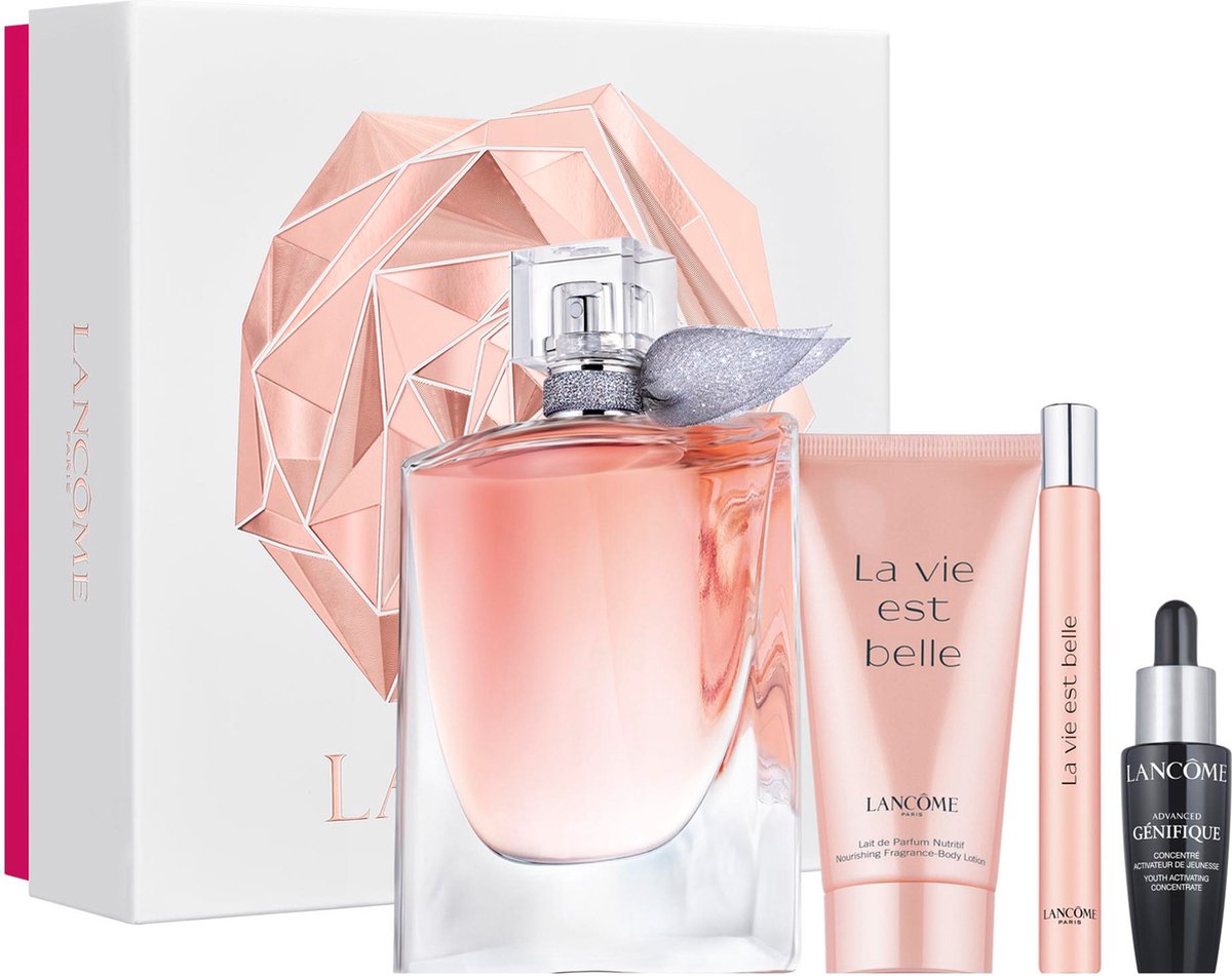 Lancôme La Vie Est Set - 100 ml Eau de Parfum + 10 ml travelspray + Genifique Serum 10 ml + Body Lotion 50 ml