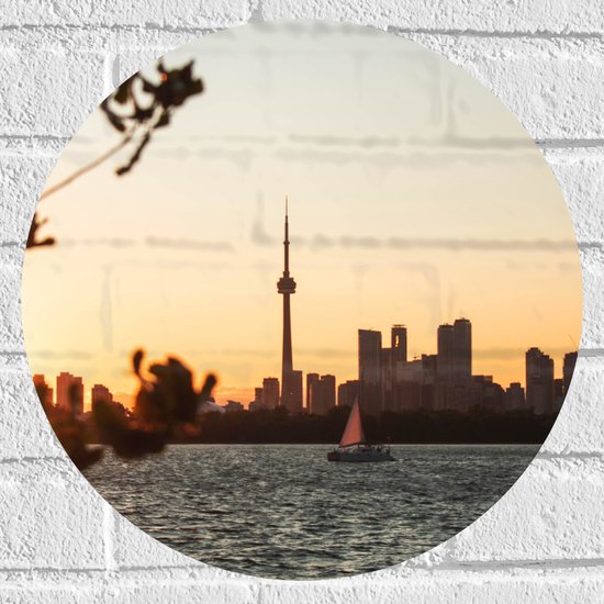 WallClassics - Muursticker Cirkel - Toronto Tower - 40x40 cm Foto op Muursticker