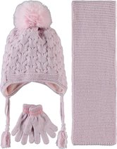 Kitti 3-Delig Winter Set | Muts met Fleecevoering - Sjaal - Handschoenen | 1-4 Jaar Meisjes | 22160-05-01 | Rose Pink