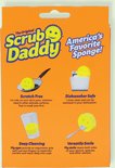 De achterkant van de Scrub Daddy verpakking toont de spons en tekst over functies.