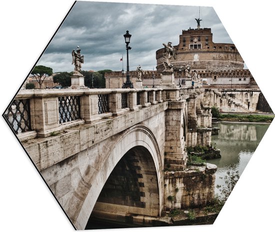 WallClassics - Dibond Hexagon - Stad Rome - 60x52.2 cm Foto op Hexagon (Met Ophangsysteem)