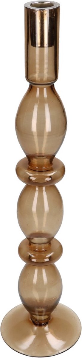 Kandelaar glas bruin 10x10x40 cm HD Collection