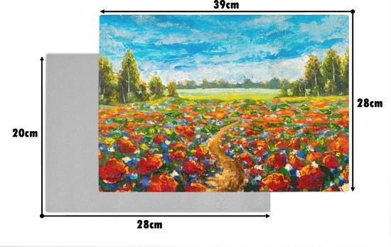 Planche à découper en Verres - 39x28 - Peinture - Peinture à l'huile - Fleurs - Nature - Planches à découper en Glas
