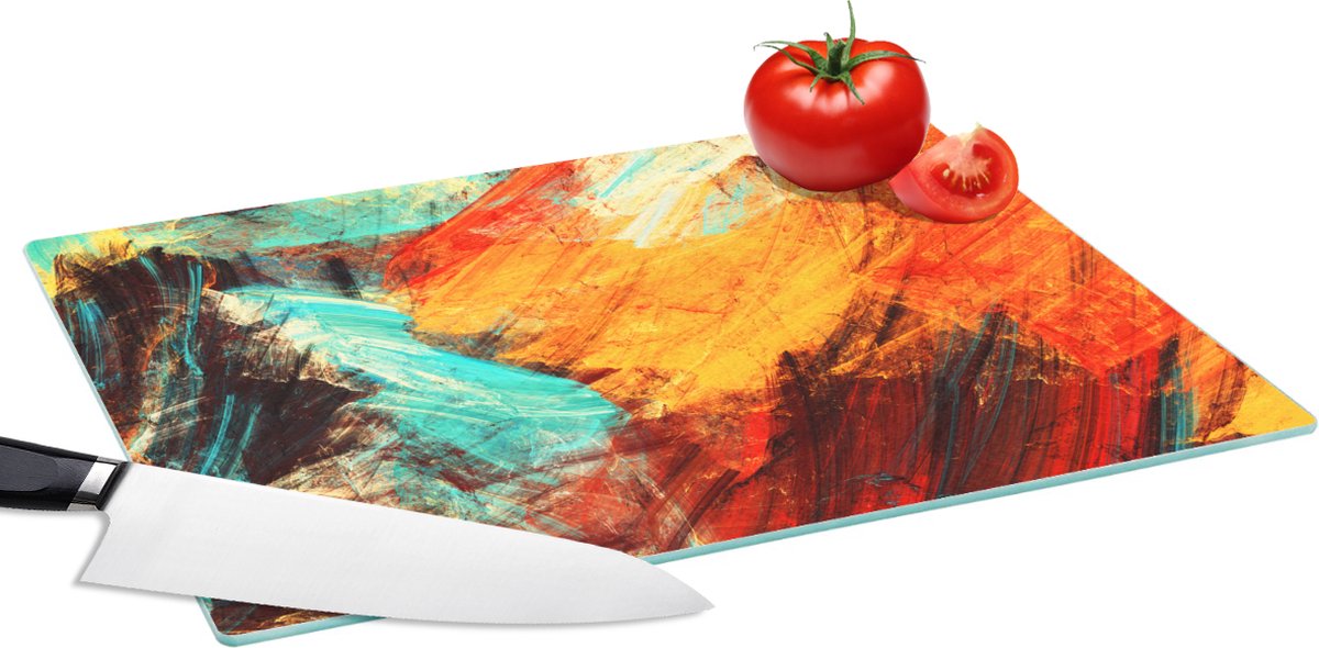 Glazen Snijplank - 39x28 - Schilderij - Abstract - Olieverf - Snijplanken Glas
