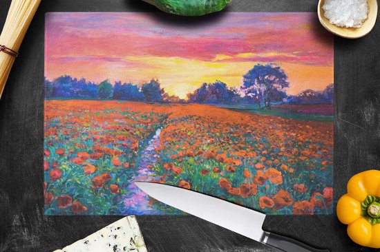 Planche à découper en Verres - 39x28 - Peinture - Nature - Fleurs - Peinture à l'huile - Planches à découper en Glas