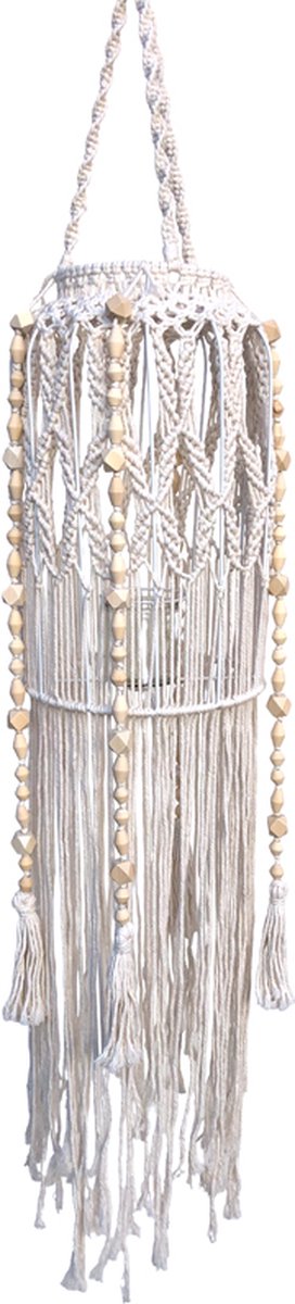 Lavandoux - Macramé Hangend Windlicht - Lantaarn - Ø25 cm - Crème