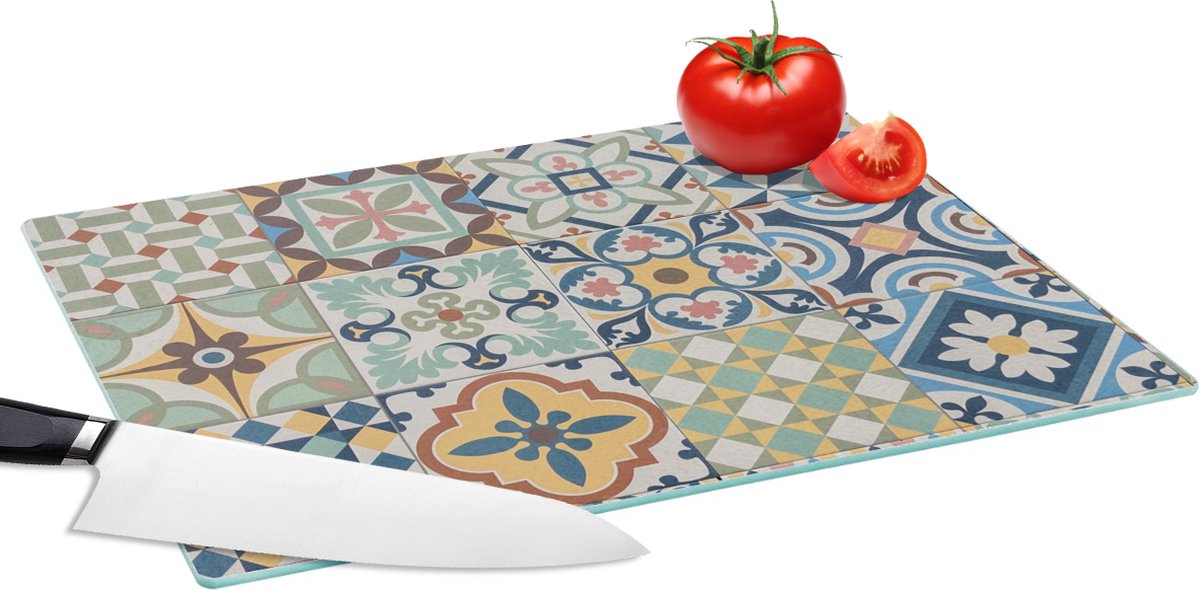 Glazen Snijplank - 39x28 - Vintage - Bloemen - Design - Figuren - Snijplanken Glas