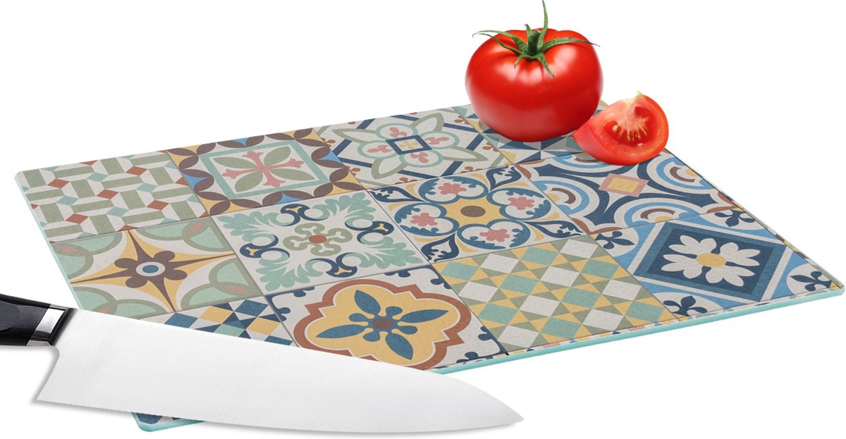 Glazen Snijplank - 28x20 - Vintage - Bloemen - Design - Figuren - Snijplanken Glas