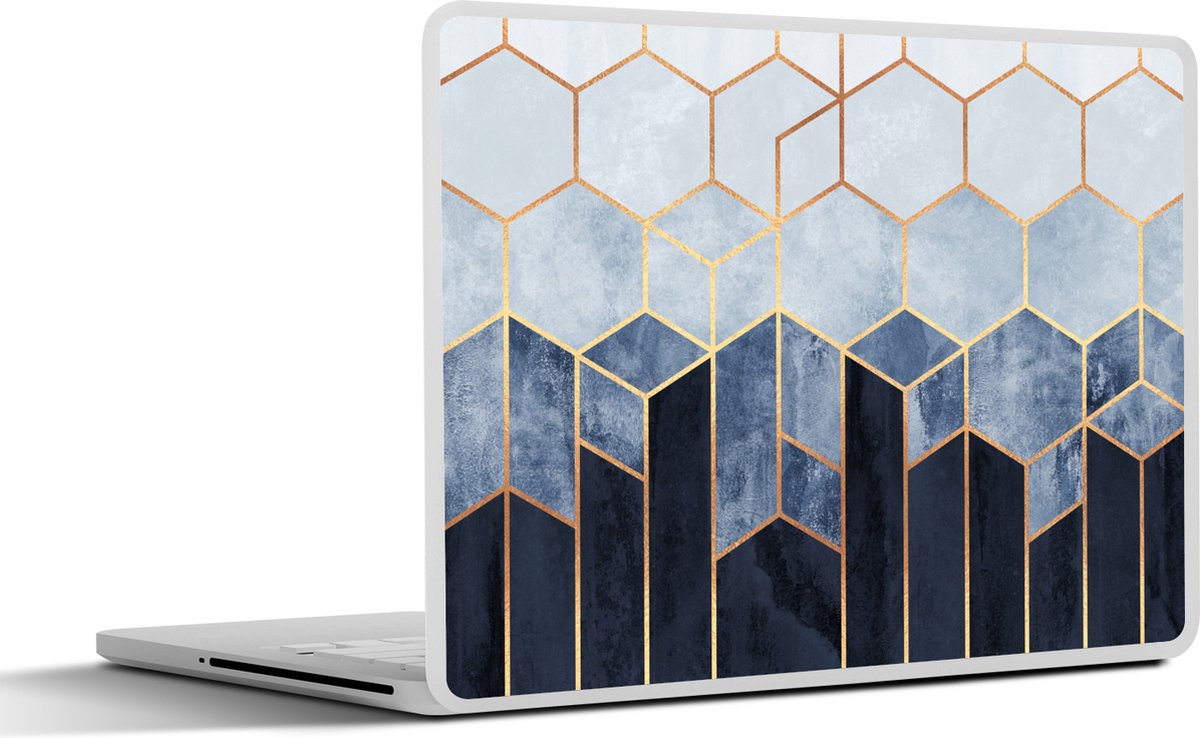 Laptop sticker - 14 inch - Hexagon - Gold - Luxe - Patronen - 32x5x23x5cm - Laptopstickers - Laptop skin - Cover