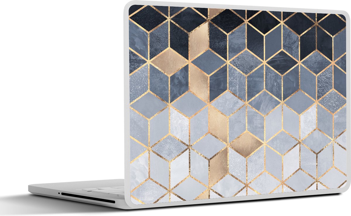 Laptop sticker - 13.3 inch - Kubus - Goud - Luxe - Patronen - 31x22,5cm - Laptopstickers - Laptop skin - Cover