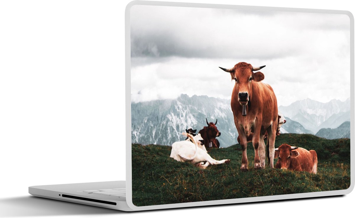 Laptop sticker - 15.6 inch - Dieren - Koe - Berg - 36x27,5cm - Laptopstickers - Laptop skin - Cover