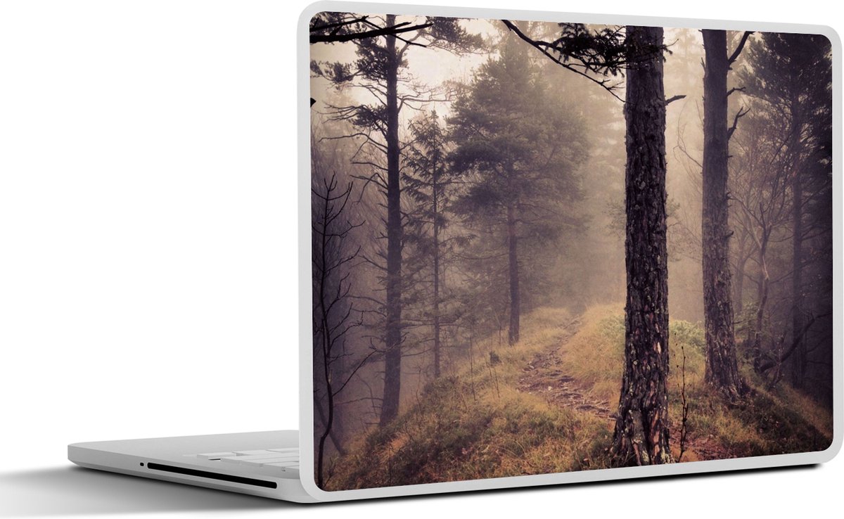 Laptop sticker - 13.3 inch - Mist - Herfst decoratie - Natuur - Bos - 31x22,5cm - Laptopstickers - Laptop skin - Cover