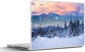 Laptop sticker - 14 inch - Sneeuw - Lucht - Bos - Winter - 32x5x23x5cm - Laptopstickers - Laptop skin - Cover