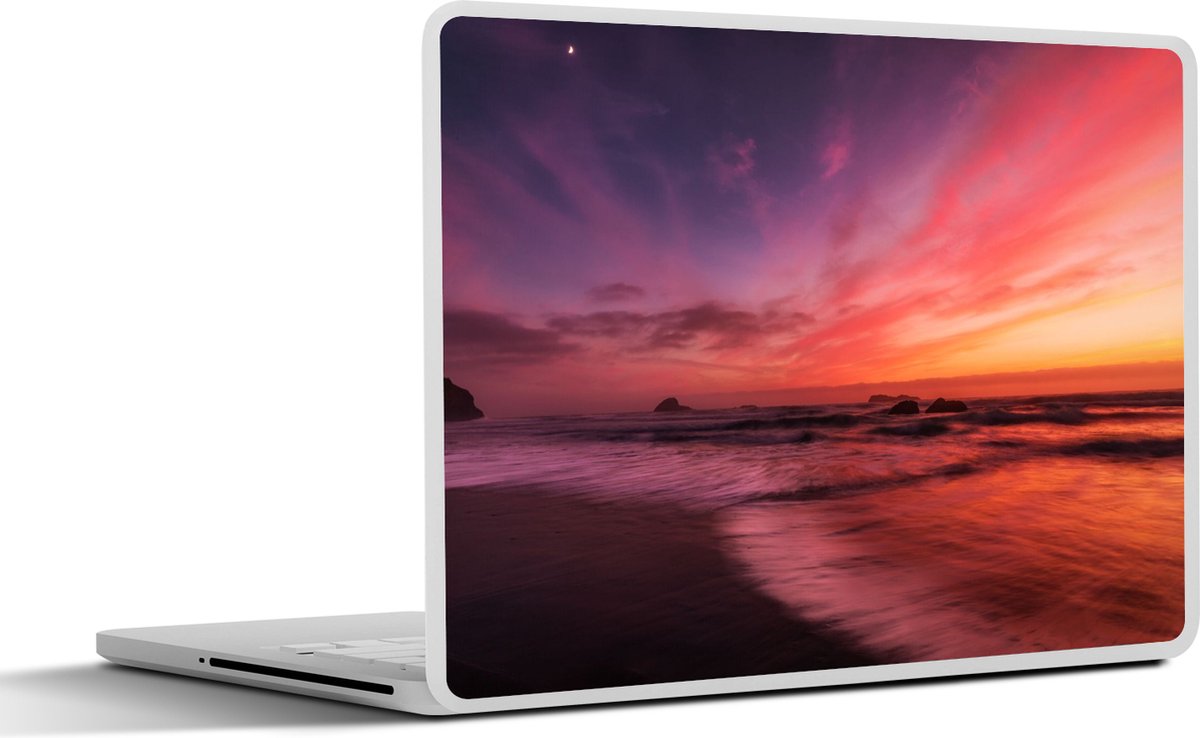 Laptop sticker - 17.3 inch - Strand - Zee - Natuur - Avond - 40x30cm - Laptopstickers - Laptop skin - Cover