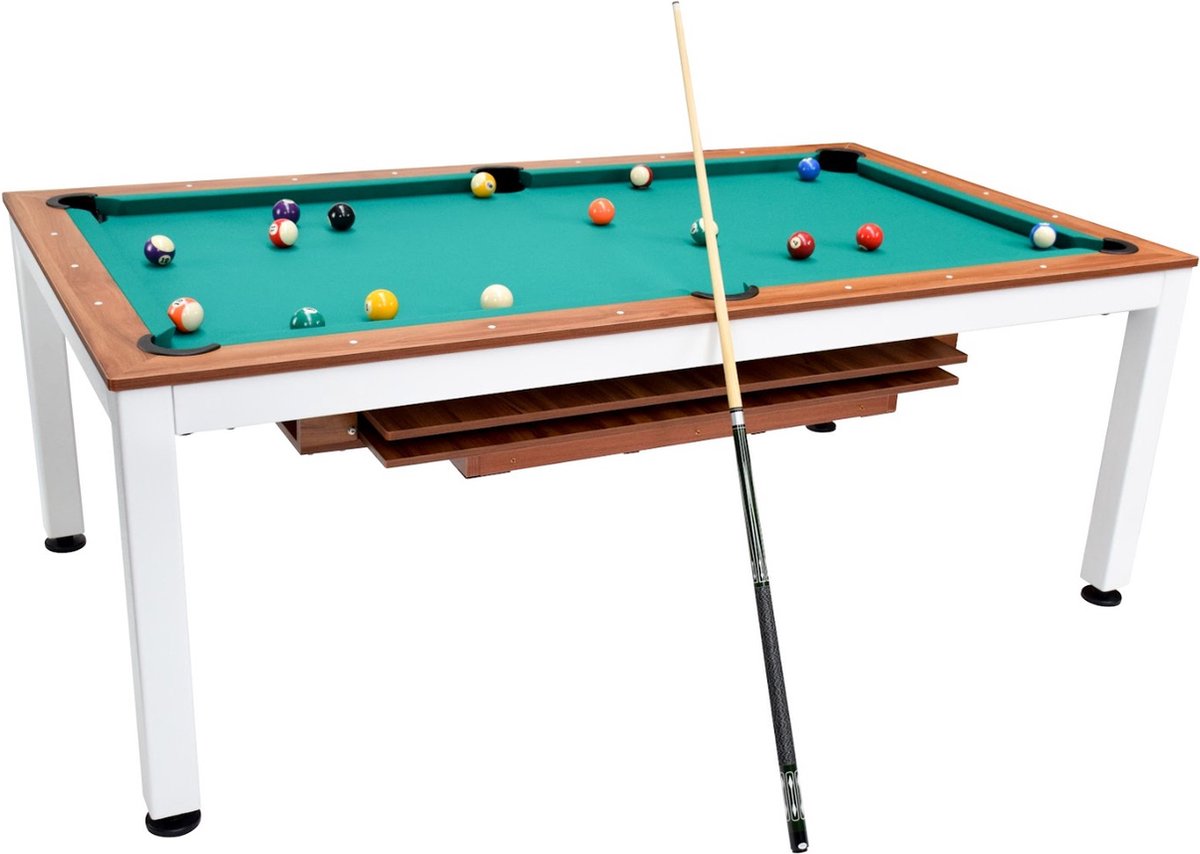 NORTH Essence Pooltafel/Eettafel Wit/Walnut 7FT