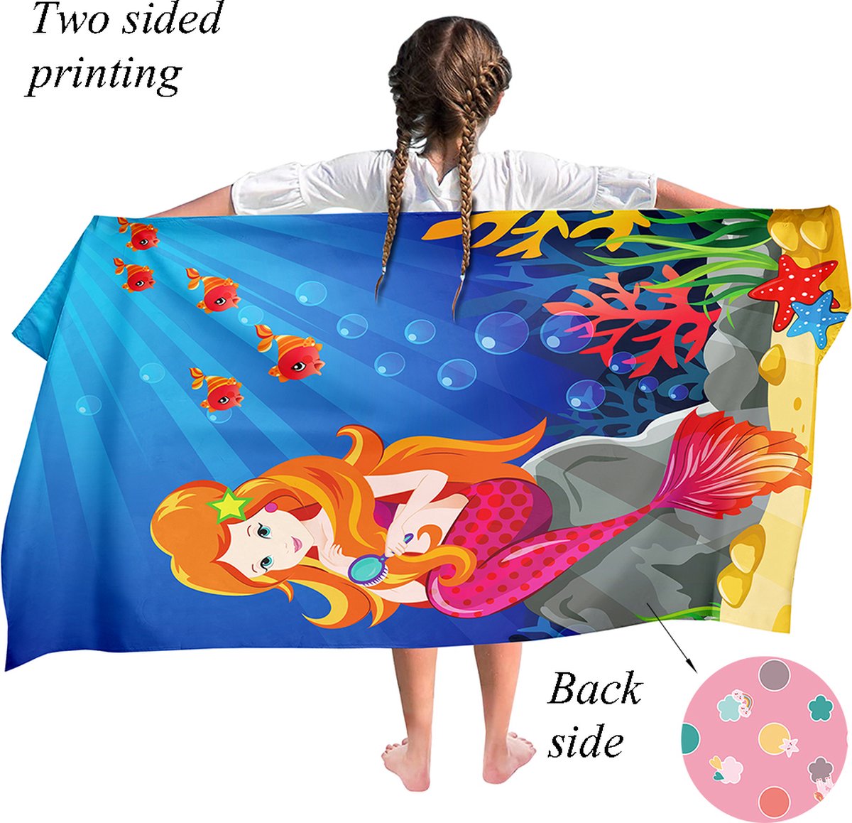 Bol.com Ulticool Microvezel Sneldrogende Kinder Handdoek 70x140 cm - Zeemeermin Eenhoorn Unicorn - Reizen Travel Accessoires Rei... aanbieding