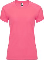 Fluorescent Roze dames sportshirt korte mouwen Bahrain merk Roly maat S