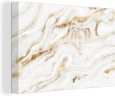 Toile Peinture Marbre - Goud - Wit - 120x80 cm - Décoration murale