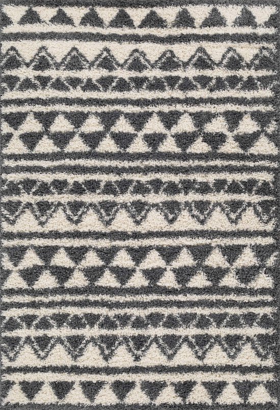 Aledin Carpets Bayamo Hoogpolig Shaggy Vloerkleed 160x230cm Grijs/Wit