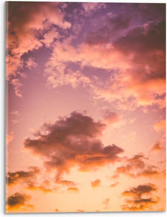 WallClassics - Acrylglas - Pastelkleurige Wolken - 30x40 cm Foto op Acrylglas (Met Ophangsysteem)