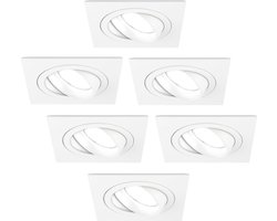Ledvion - 6X LED Inbouwspot Sevilla - Dimbaar - 3W - 6500K - Ø92 mm - Wit