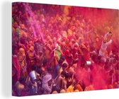 Canvas Schilderij Het Holi festival in India - 120x80 cm - Wanddecoratie