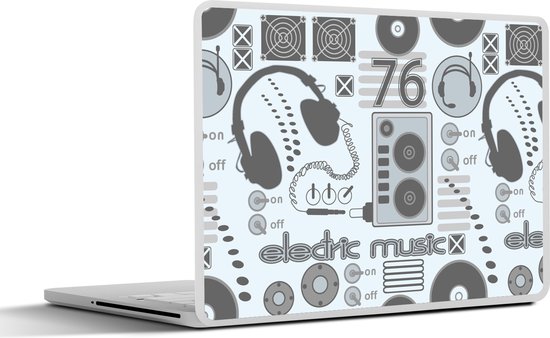 Sticker ordinateur portable - 15,6 pouces - DJ - Casque - Vintage - Dessin  - Design