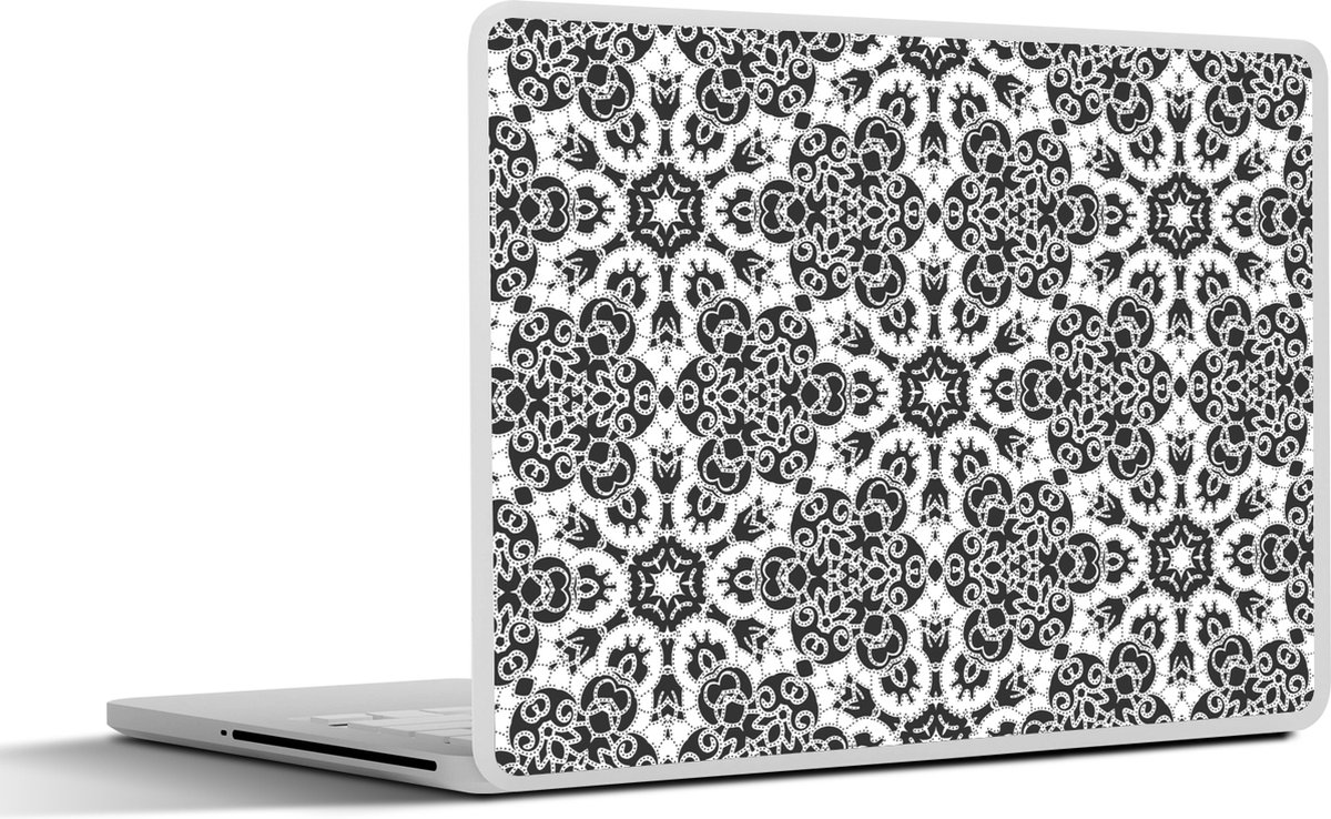 Laptop sticker - 14 inch - Patronen - Zwart Wit - Mandala - 32x5x23x5cm - Laptopstickers - Laptop skin - Cover