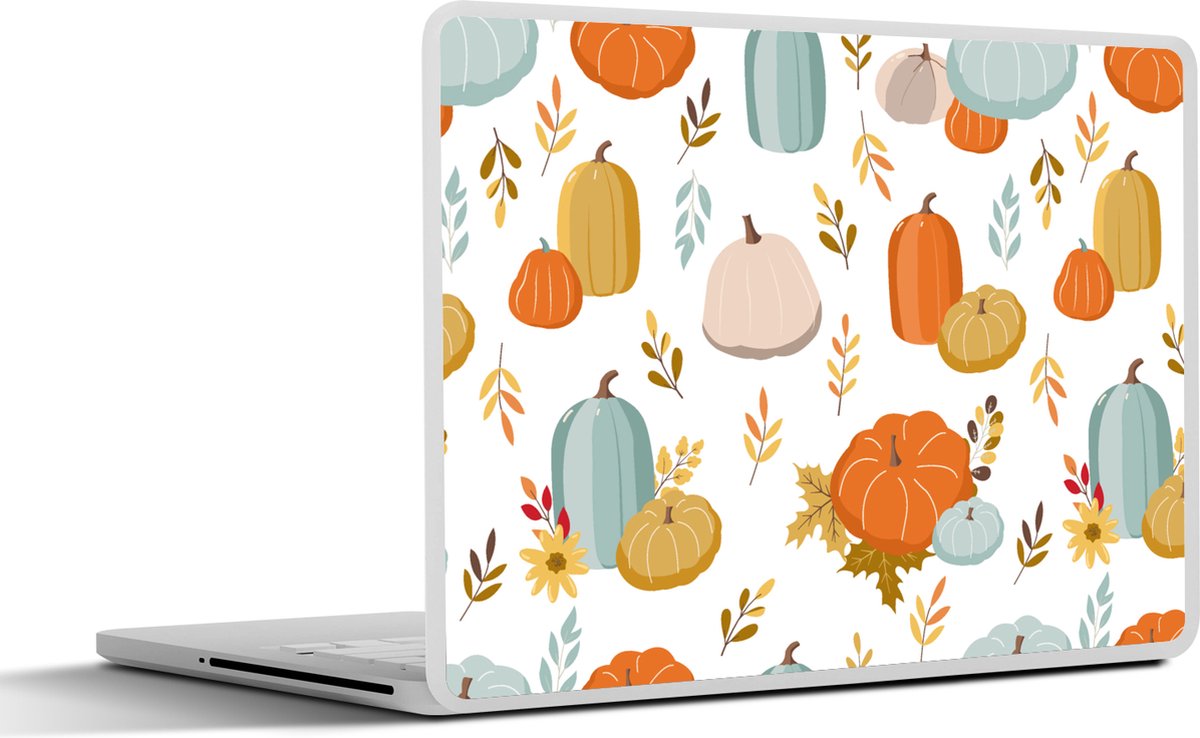 Laptop sticker - 17.3 inch - Pompoen - Herfst - Patroon - 40x30cm - Laptopstickers - Laptop skin - Cover